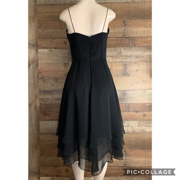 WTOO by Watters & Watters Solid Black Layered Chiffon Sleeveless Dress Size 10 - Picture 6 of 10